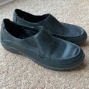 LL Bean slip on black shoes leather